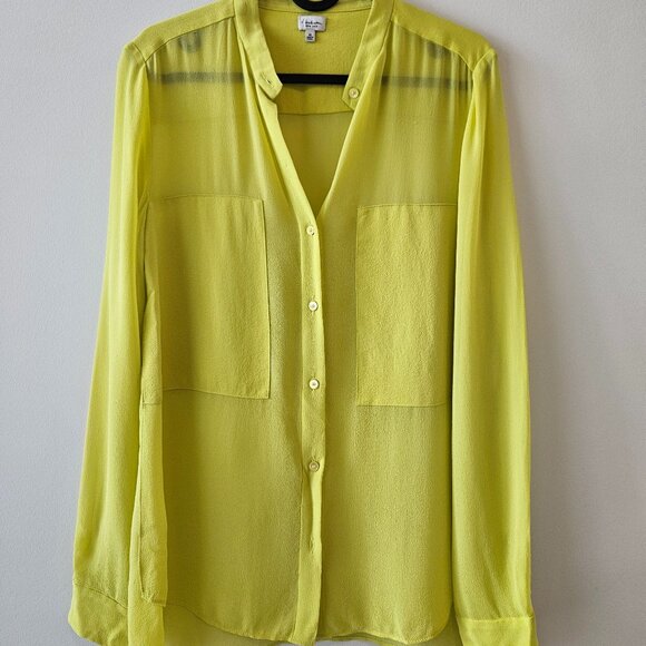 T Babaton Bergen Neon Chartreuse Silk Top - Picture 1 of 3